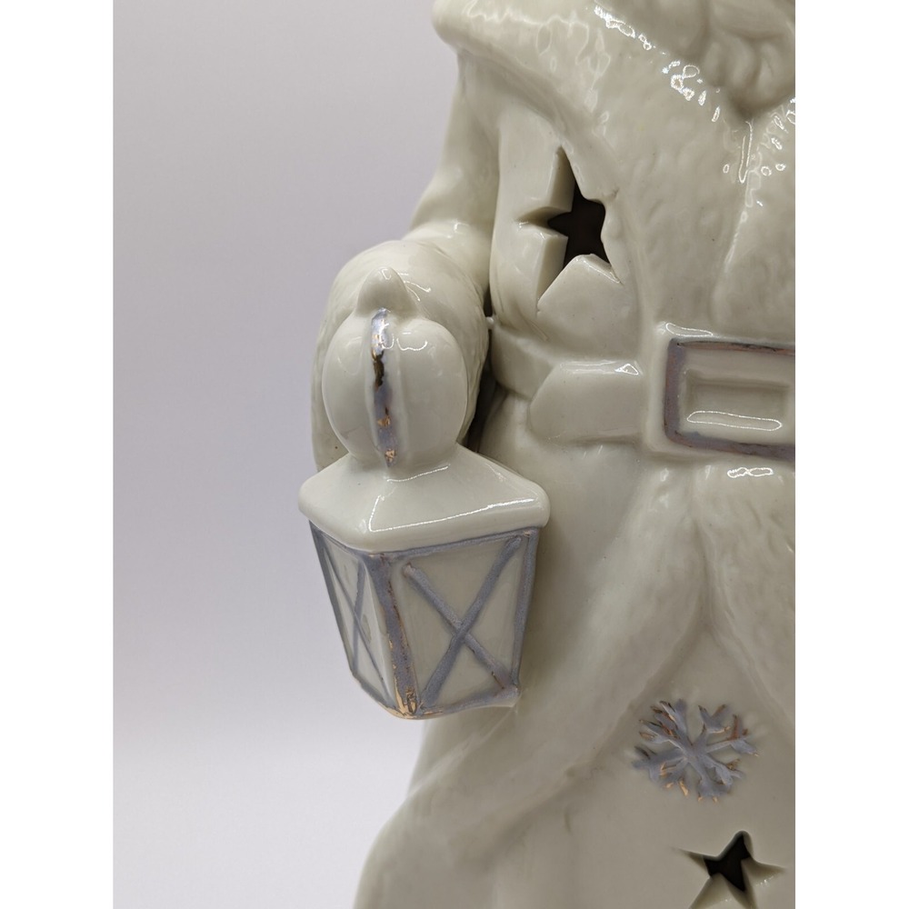 Santa Figurine Holding Lantern Presents Cutout Stars‎ Snowflakes 10" - Picture 7 of 16